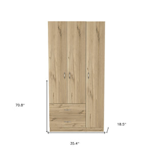 Homeroots 35" Oak Two Drawer Combo Dresser  Manufactured Wood 534931