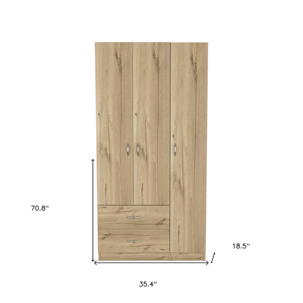 Homeroots 35" Oak Two Drawer Combo Dresser  Manufactured Wood 534931