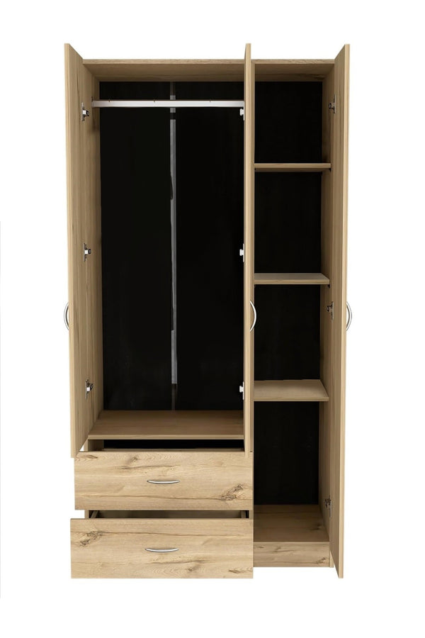 Homeroots 35" Oak Two Drawer Combo Dresser  Manufactured Wood 534931