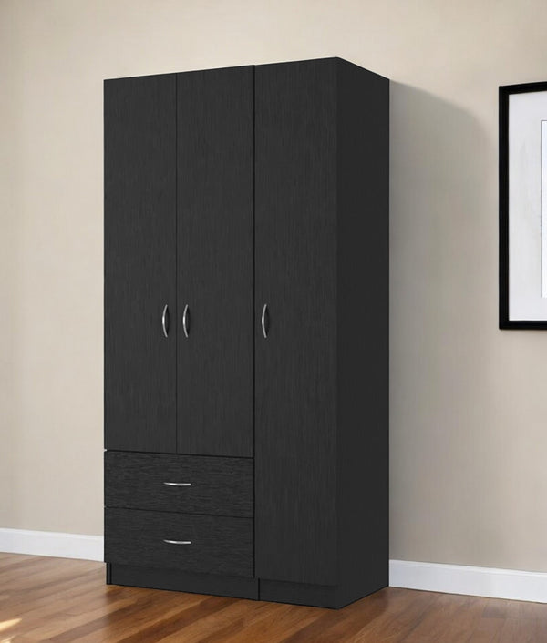 Homeroots 35" Black Two Drawer Combo Dresser  Manufactured Wood 534933