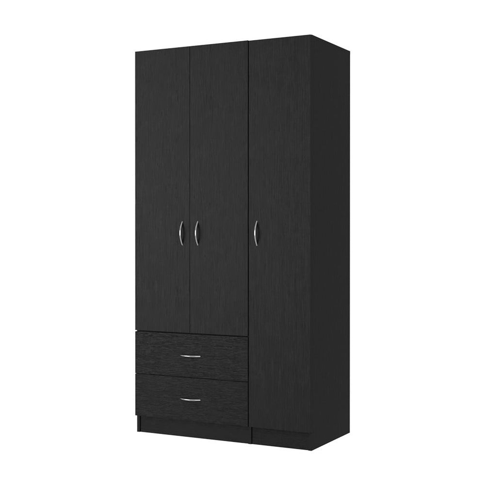 Homeroots 35" Black Two Drawer Combo Dresser  Manufactured Wood 534933