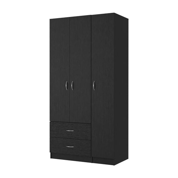Homeroots 35" Black Two Drawer Combo Dresser  Manufactured Wood 534933
