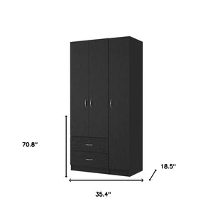 Homeroots 35" Black Two Drawer Combo Dresser  Manufactured Wood 534933