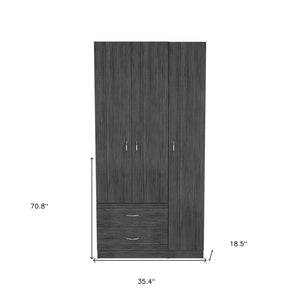 Homeroots 35" Dark Gray Two Drawer Combo Dresser  Manufactured Wood 534934