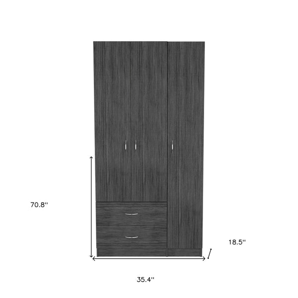 Homeroots 35" Dark Gray Two Drawer Combo Dresser  Manufactured Wood 534934