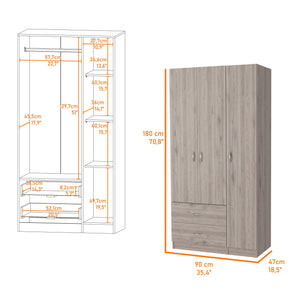 Homeroots 35" Light Gray Two Drawer Combo Dresser  Manufactured Wood 534935