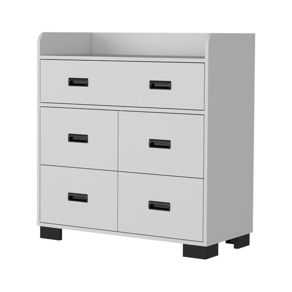Homeroots 33" White Five Drawer Dresser  Manufactured Wood 534940
