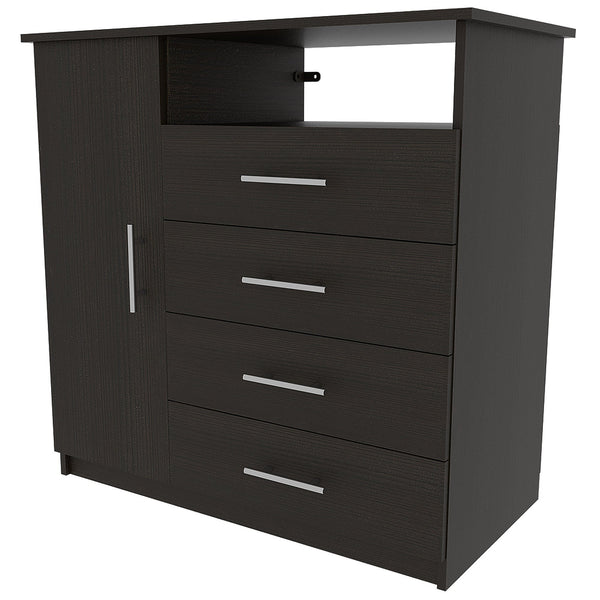 Homeroots 36" Black Four Drawer Dresser  Manufactured Wood 534941