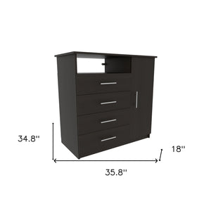 Homeroots 36" Black Four Drawer Dresser  Manufactured Wood 534941