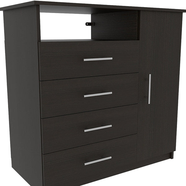 Homeroots 36" Black Four Drawer Dresser  Manufactured Wood 534941