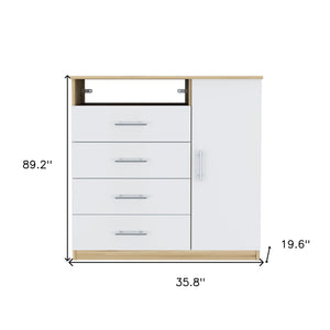 Homeroots 36" White And Natural Four Drawer Dresser  Manufactured Wood 534942