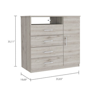 Homeroots 36" Light Gray Four Drawer Dresser  Manufactured Wood 534943