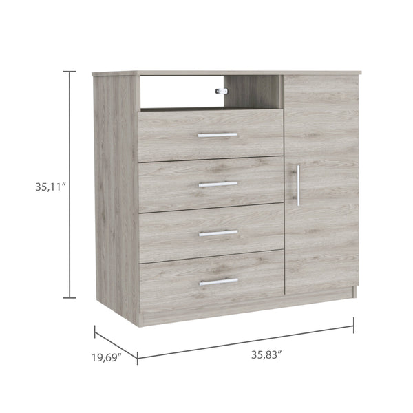 Homeroots 36" Light Gray Four Drawer Dresser  Manufactured Wood 534943