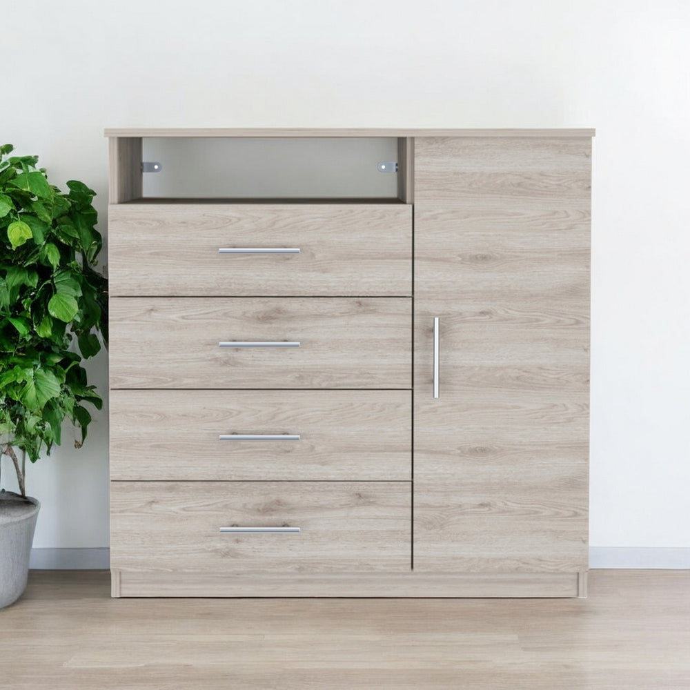 Homeroots 36" Light Gray Four Drawer Dresser  Manufactured Wood 534943