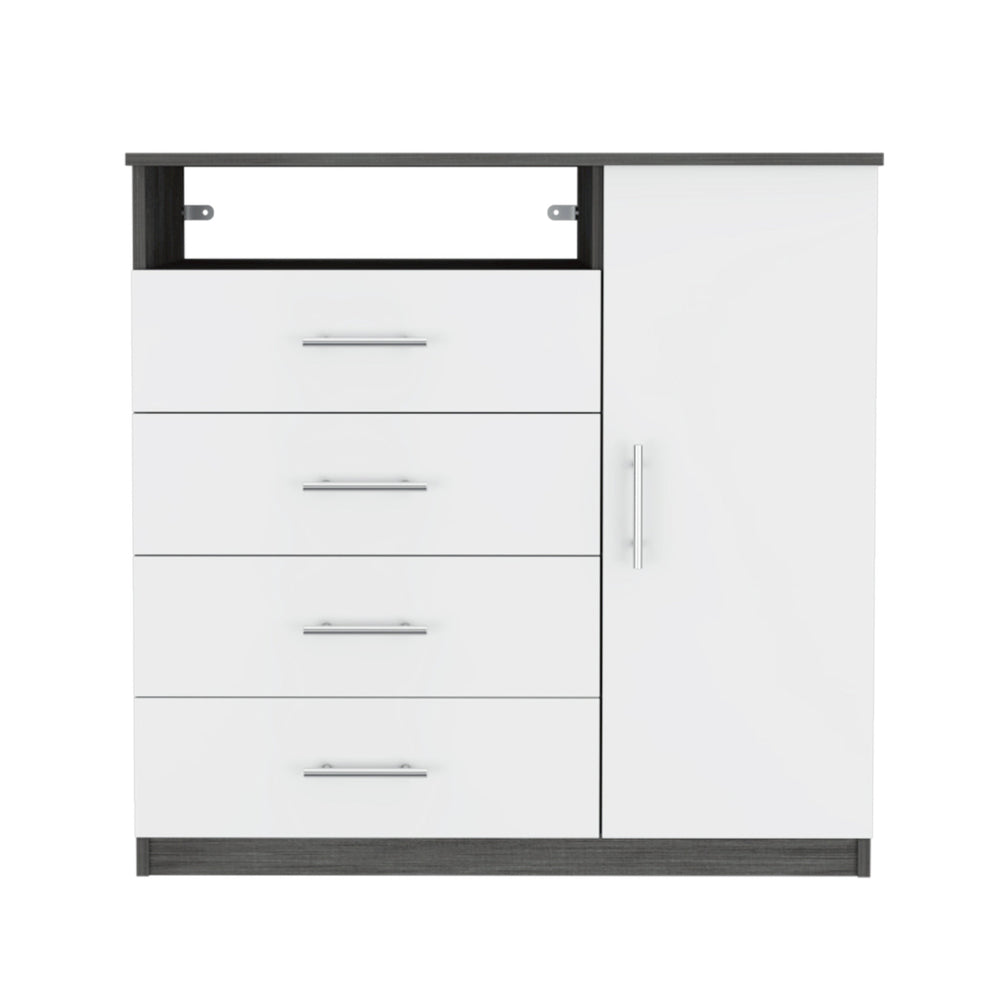 Homeroots 36" White And Gray Four Drawer Combo Dresser  Manufactured Wood 534944