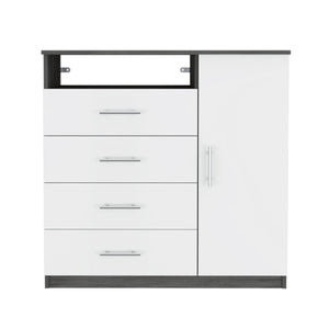 Homeroots 36" White And Gray Four Drawer Combo Dresser  Manufactured Wood 534944