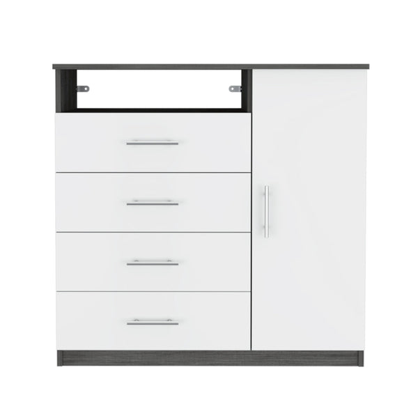 Homeroots 36" White And Gray Four Drawer Combo Dresser  Manufactured Wood 534944