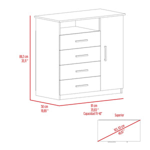 Homeroots 36" White And Gray Four Drawer Combo Dresser  Manufactured Wood 534944