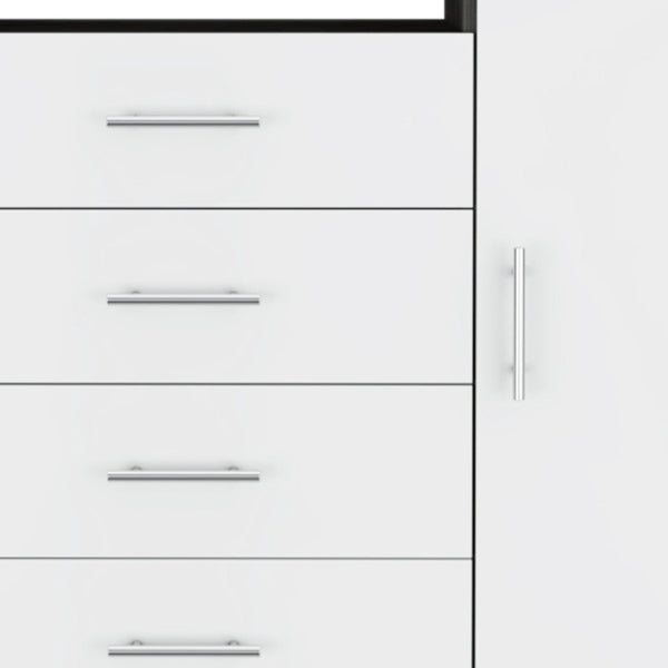 Homeroots 36" White And Gray Four Drawer Combo Dresser  Manufactured Wood 534944