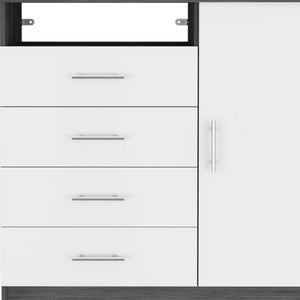 Homeroots 36" White And Gray Four Drawer Combo Dresser  Manufactured Wood 534944