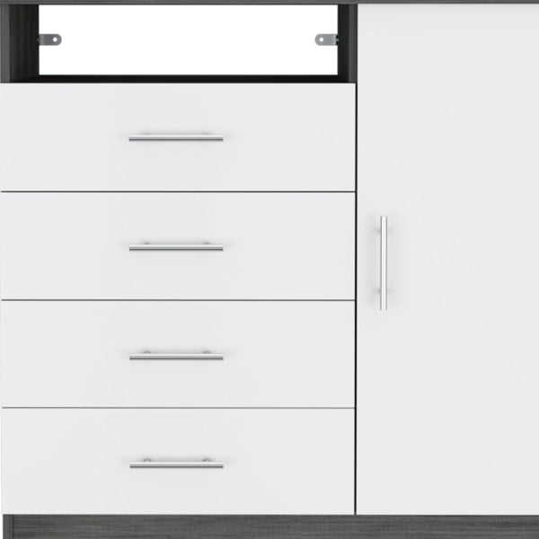 Homeroots 36" White And Gray Four Drawer Combo Dresser  Manufactured Wood 534944