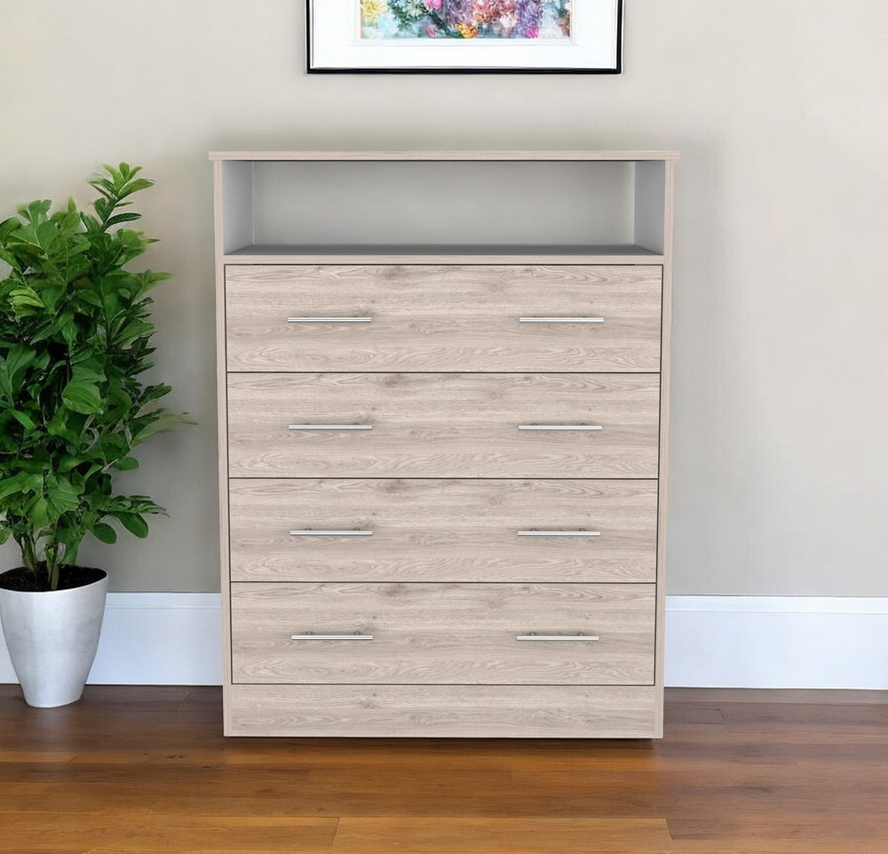 Homeroots 33" Oak Four Drawer Dresser  Manufactured Wood 534946