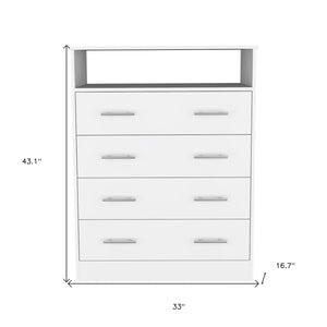 Homeroots 33" White Four Drawer Dresser  Manufactured Wood 534947