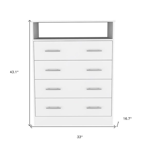 Homeroots 33" White Four Drawer Dresser  Manufactured Wood 534947