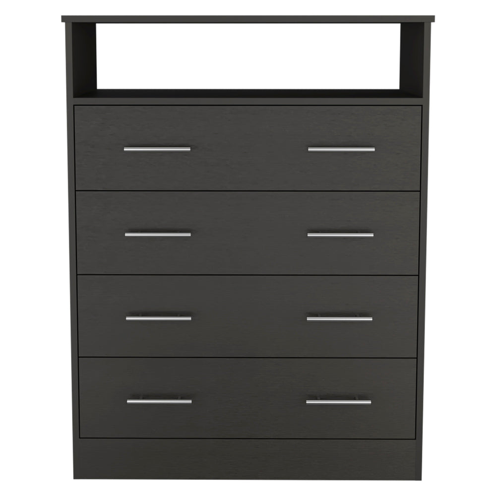 Homeroots 33" Black Four Drawer Dresser  Manufactured Wood 534948