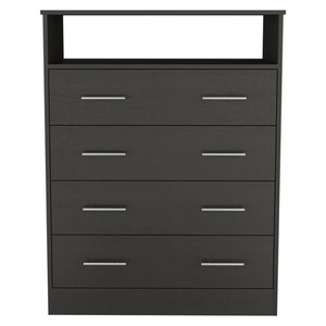 Homeroots 33" Black Four Drawer Dresser  Manufactured Wood 534948
