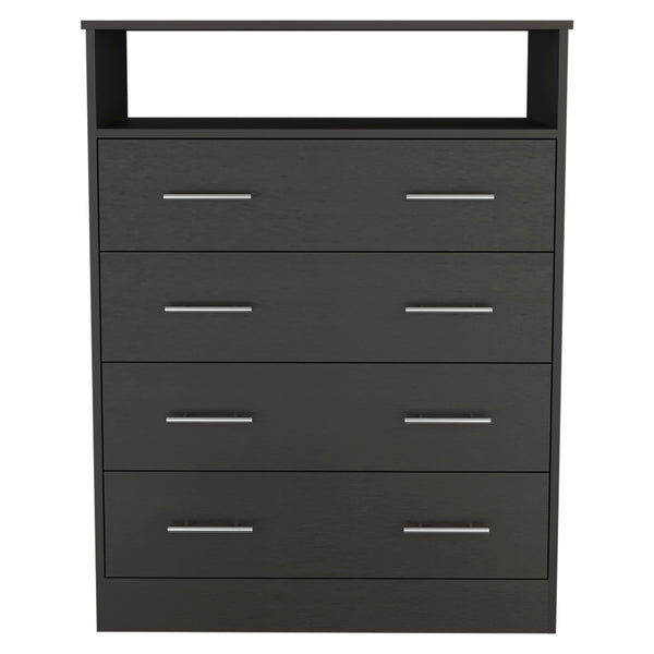 Homeroots 33" Black Four Drawer Dresser  Manufactured Wood 534948
