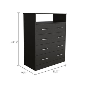 Homeroots 33" Black Four Drawer Dresser  Manufactured Wood 534948