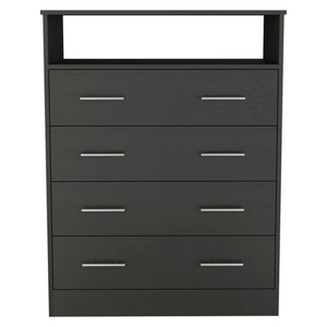 Homeroots 33" Black Four Drawer Dresser  Manufactured Wood 534948