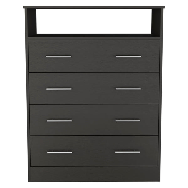 Homeroots 33" Black Four Drawer Dresser  Manufactured Wood 534948