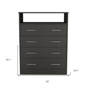 Homeroots 33" Black Four Drawer Dresser  Manufactured Wood 534948