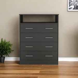 Homeroots 33" Black Four Drawer Dresser  Manufactured Wood 534948