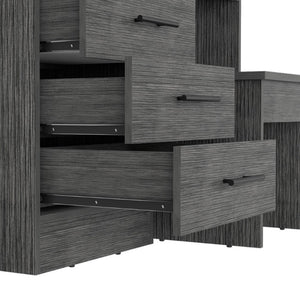 39 Inch Gray Mirrored Bedroom Vanity with Four Drawers Elegant Wood Dressing Table