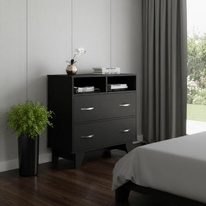 32 Inch Wood Two Drawer Dresser Compact Bedroom Storage Chest for Modern Decor