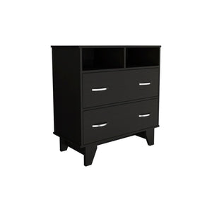 32 Inch Wood Two Drawer Dresser Compact Bedroom Storage Chest for Modern Decor