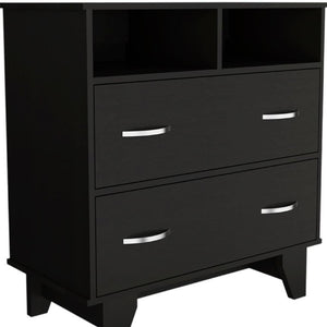 32 Inch Wood Two Drawer Dresser Compact Bedroom Storage Chest for Modern Decor