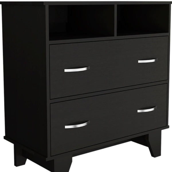 32 Inch Wood Two Drawer Dresser Compact Bedroom Storage Chest for Modern Decor