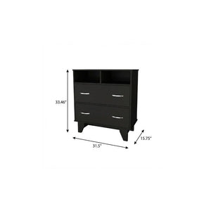32 Inch Wood Two Drawer Dresser Compact Bedroom Storage Chest for Modern Decor