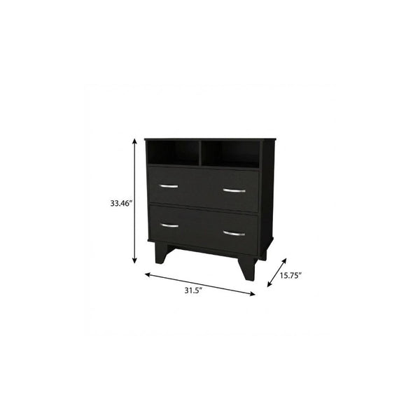 32 Inch Wood Two Drawer Dresser Compact Bedroom Storage Chest for Modern Decor