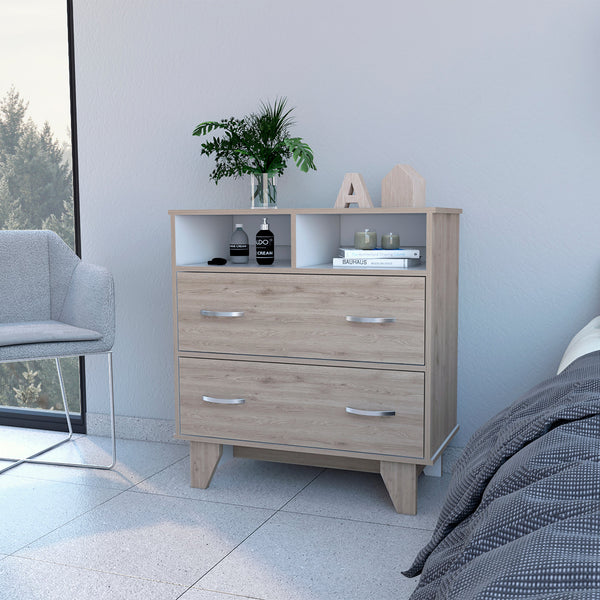 Homeroots 32" Oak Two Drawer Dresser  Manufactured Wood 534953