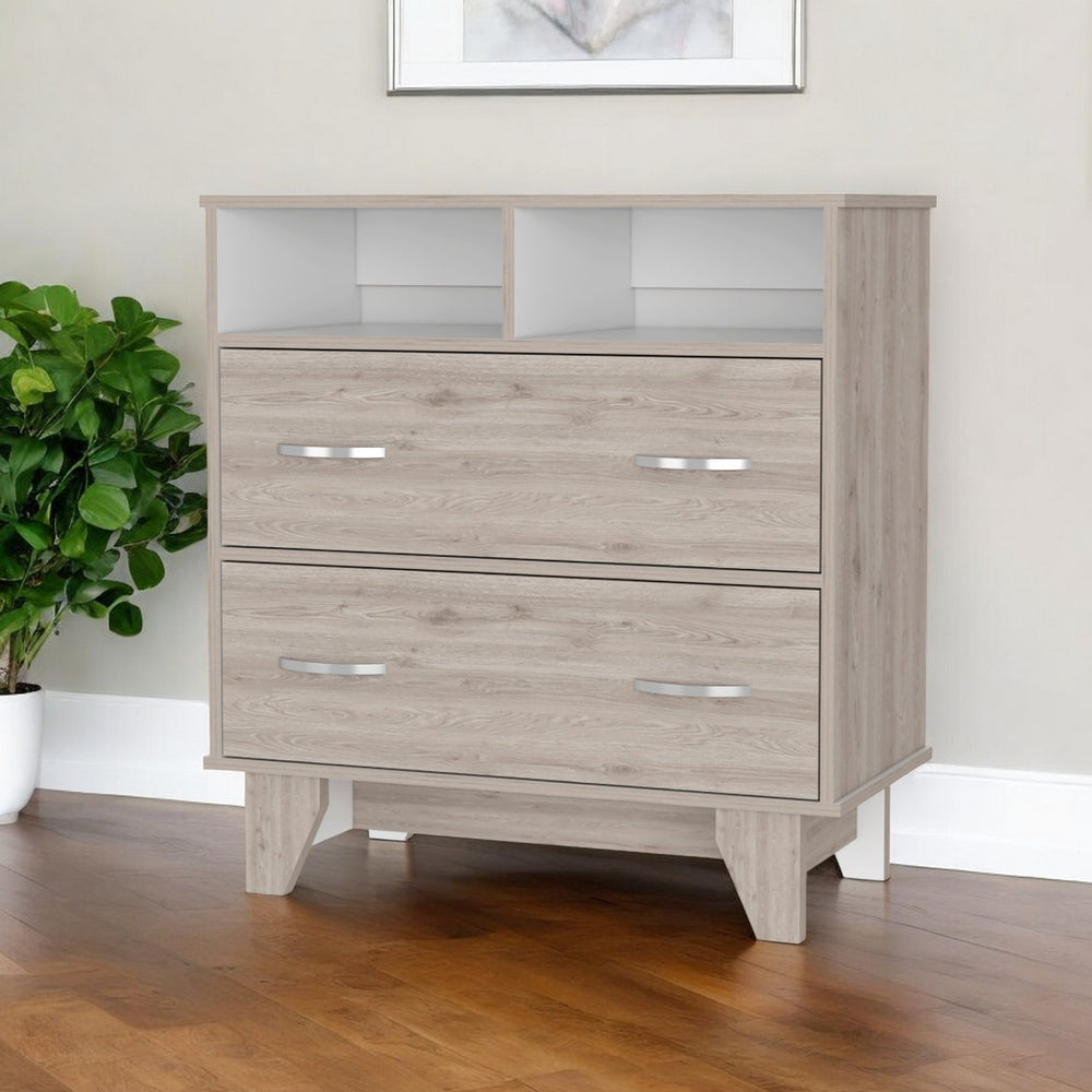 Homeroots 32" Oak Two Drawer Dresser  Manufactured Wood 534953