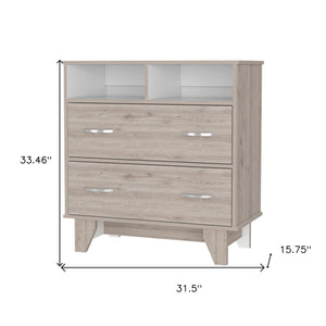 Homeroots 32" Oak Two Drawer Dresser  Manufactured Wood 534953