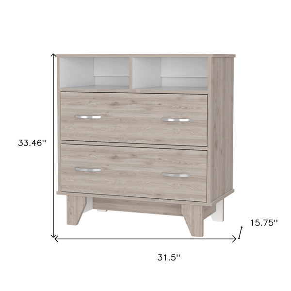 Homeroots 32" Oak Two Drawer Dresser  Manufactured Wood 534953