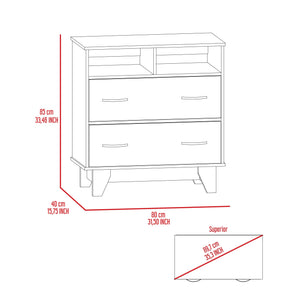 Homeroots 32" White Two Drawer Dresser  Manufactured Wood 534954