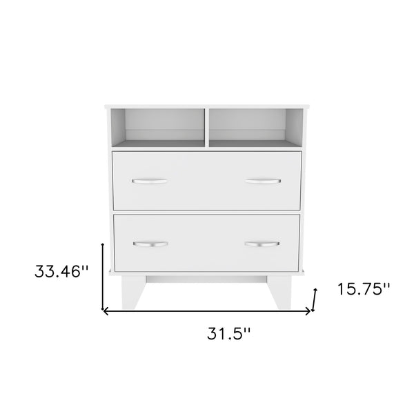 Homeroots 32" White Two Drawer Dresser  Manufactured Wood 534954