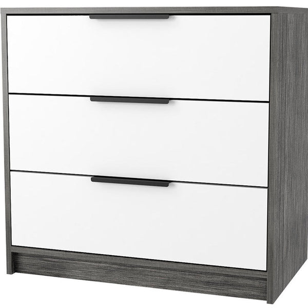 Homeroots 28" White And Gray Three Drawer Dresser  Manufactured Wood 534959
